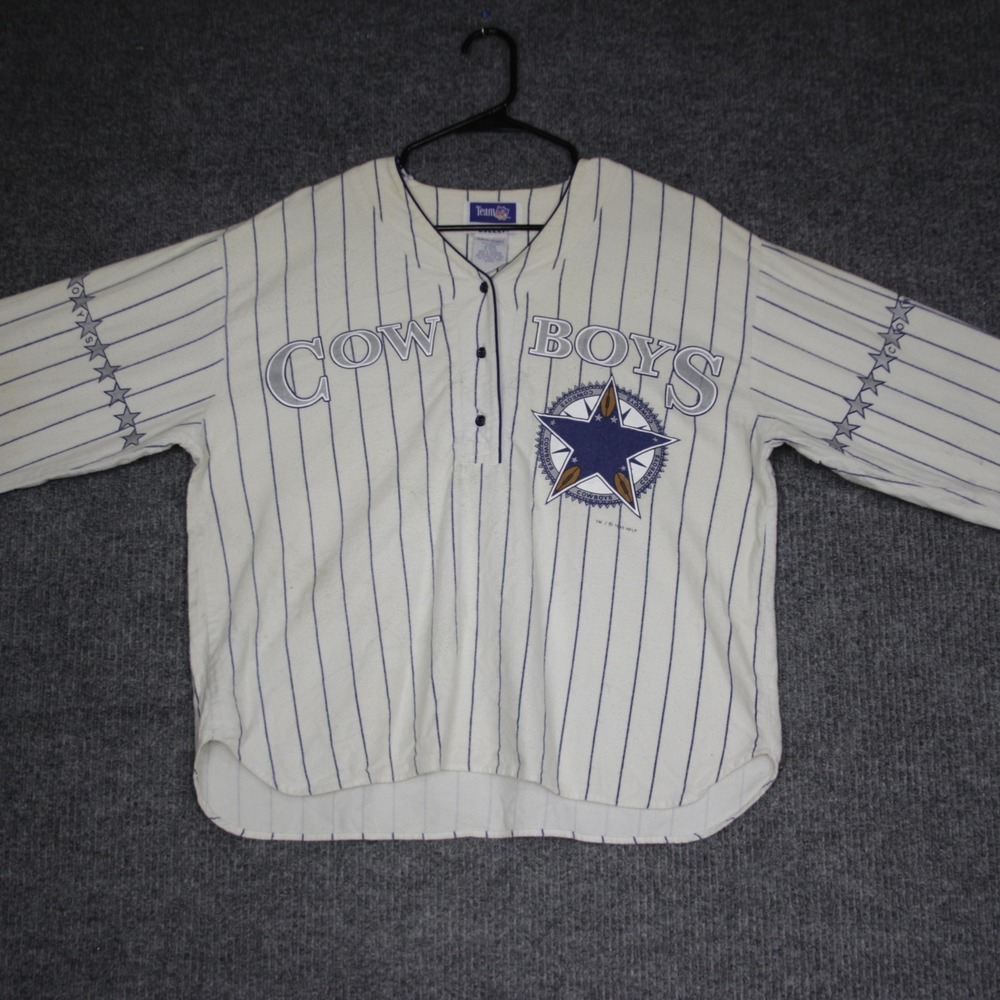Vintage NFL Dallas Cowboys Team Sleep Pajama Top Long Sleeve Striped Large